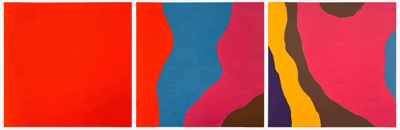 Abstract Triptych of oil pastel on paper.