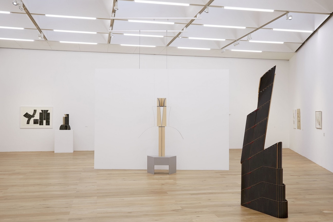 Image of an installation shot of Diane Simpson's work.