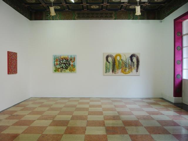 Installation view of several artworks