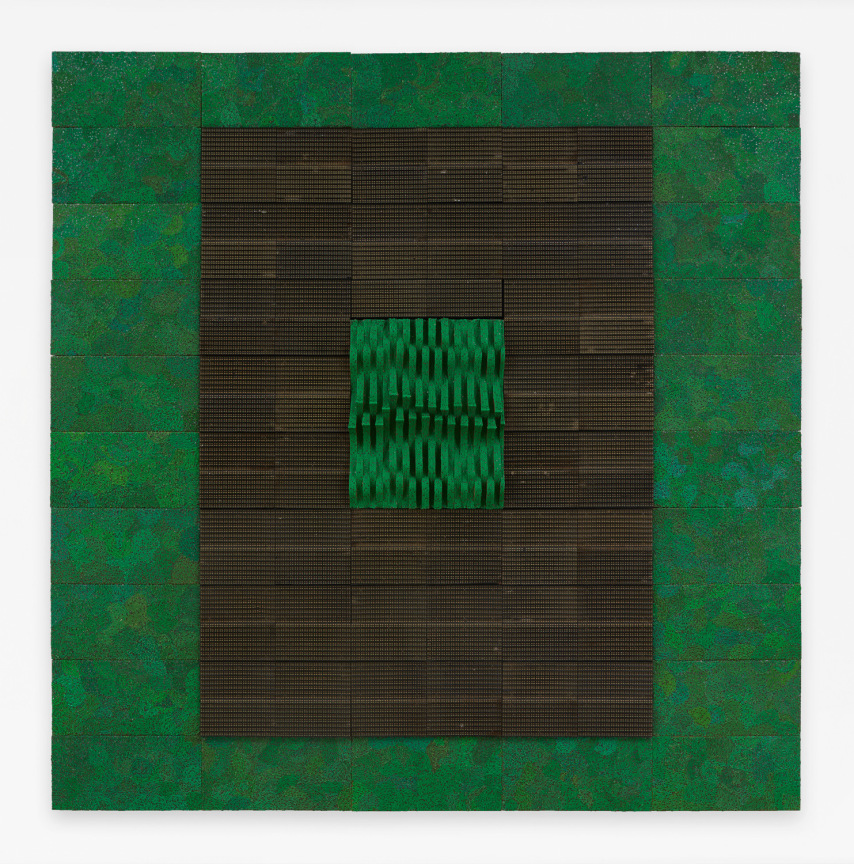 Reclaimed electrical wires and components on panel