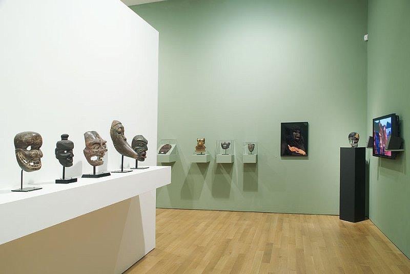 masks from different cultures displayed