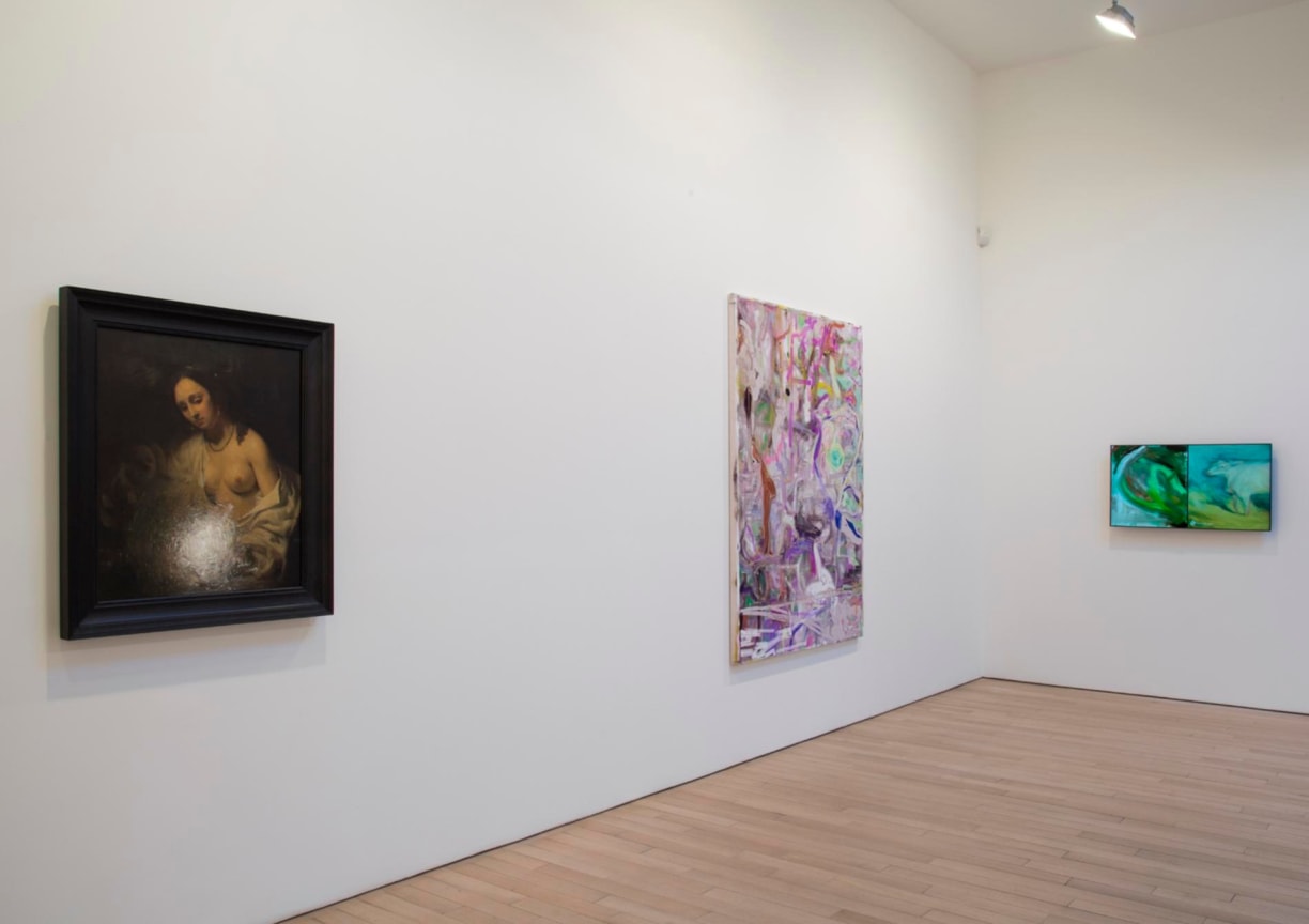 installation view of several artworks