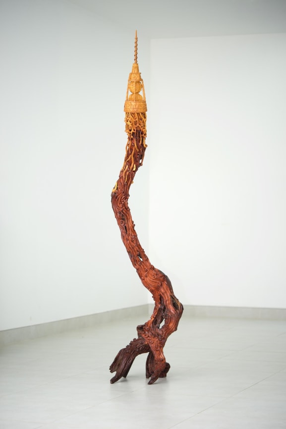 , THE PROPELLER GROUP (螺旋桨组合),&nbsp;Antique Earth Satellite,&nbsp;2016, Trắcwood and jackfruit wood, 81 7/16 x 19 5/8 x 15 11/16 in.