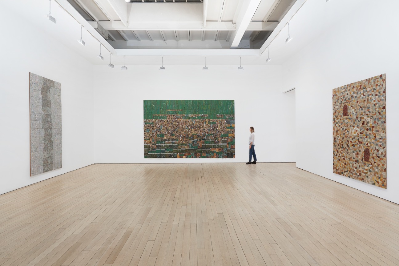 installation view of three artworks