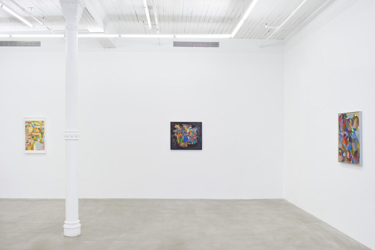 installation view of three artworks