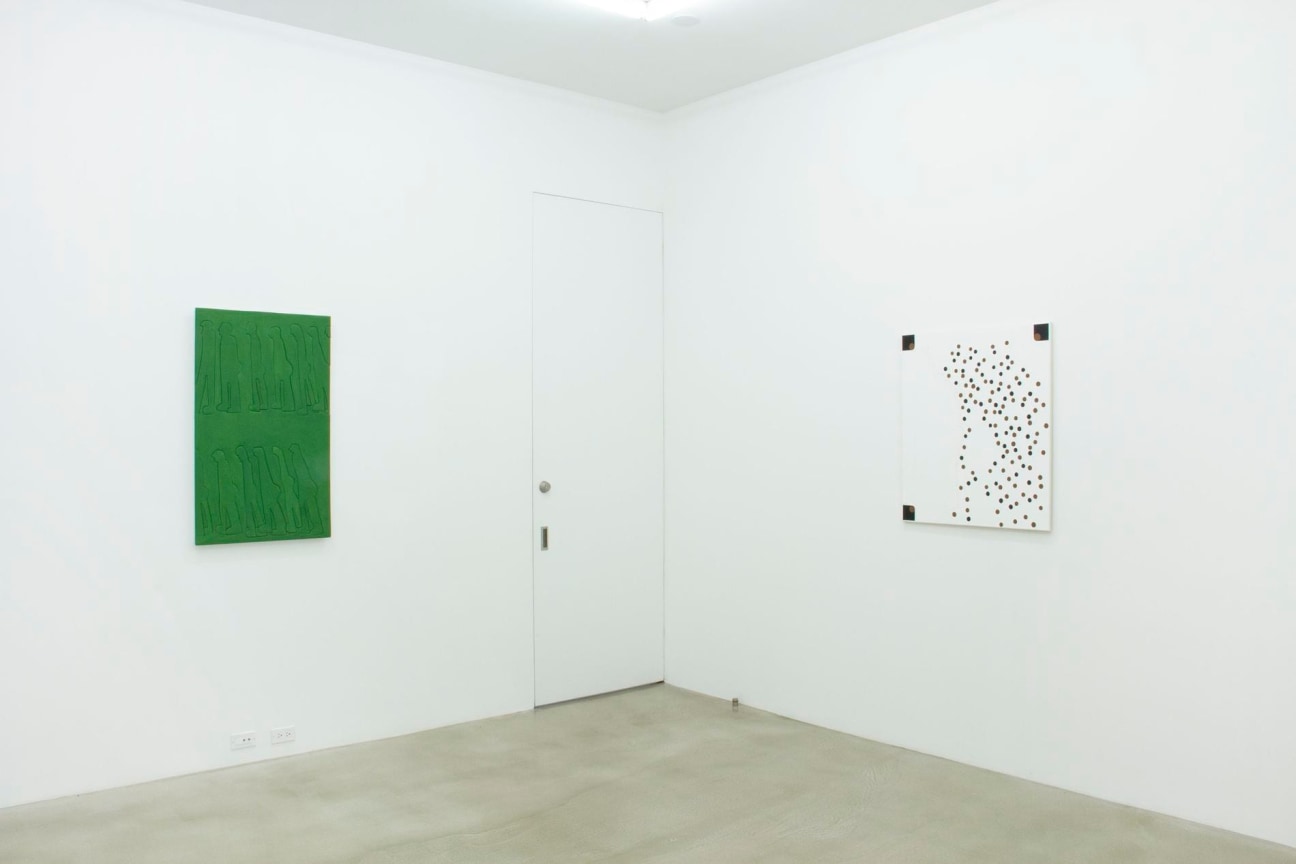 installation view of two artworks