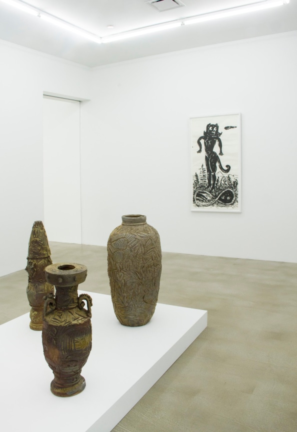installation view of several artworks