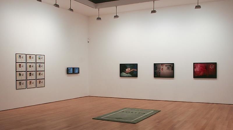 installation view of several artworks