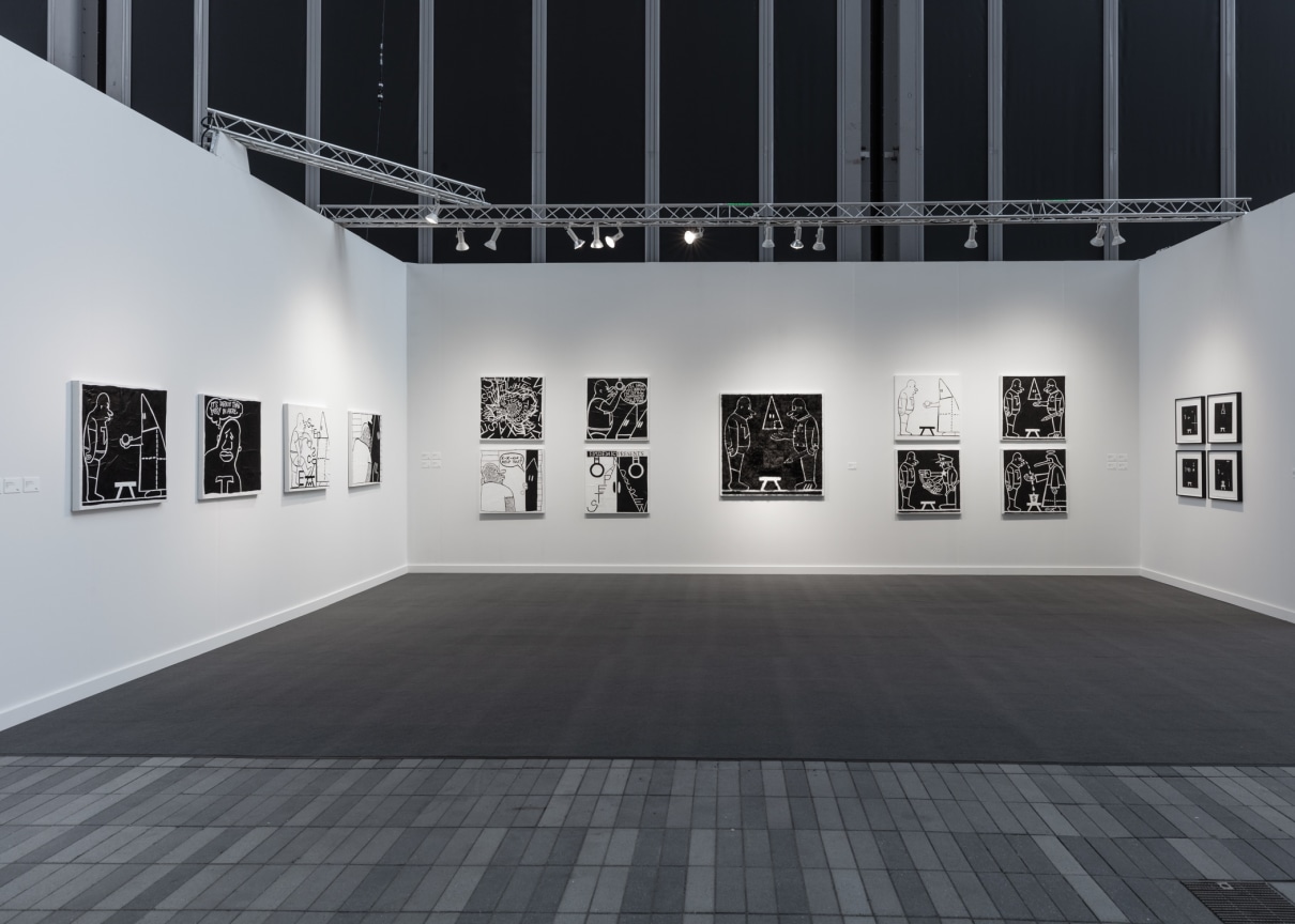 Installation View, Trenton Doyle Hancock, Frieze New York at the Shed, May 7-9, 2021. Photo by Silvia Ros.&nbsp;