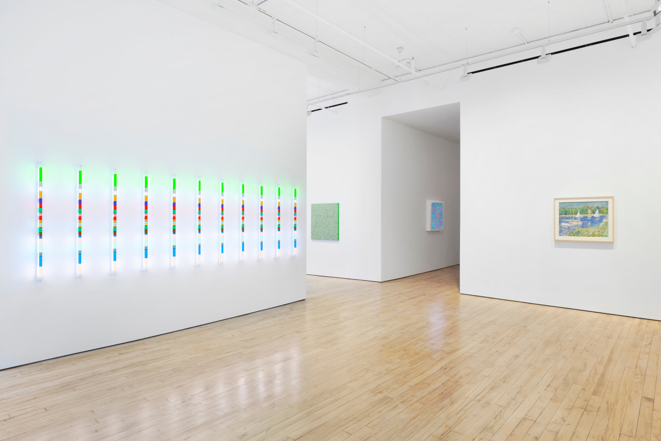 Installation view of Spencer Finch:We send the wave to find the wave at James Cohan Gallery 52 Walker Street