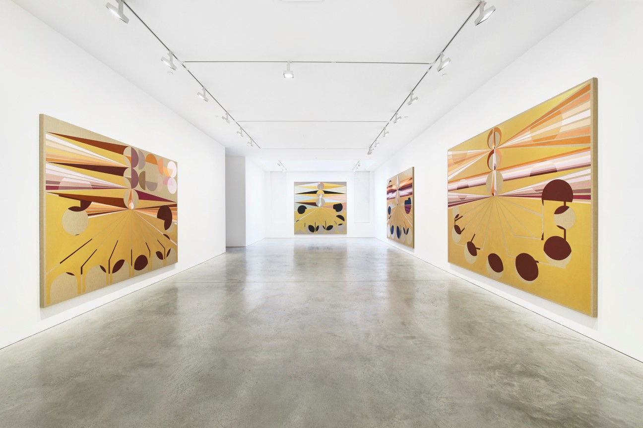 long gallery containing several large paintings