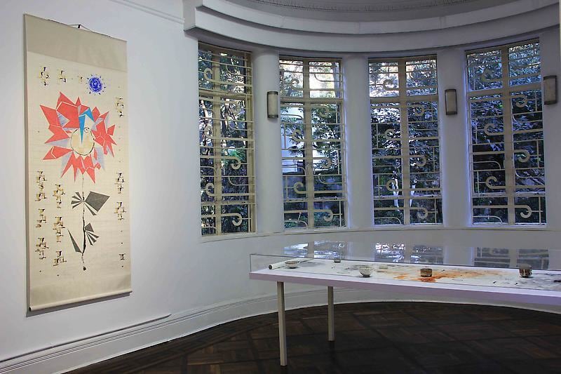 installation view of several art pieces