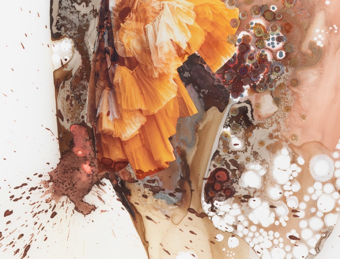 close up image of collage and paint