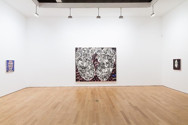 installation view of three artworks