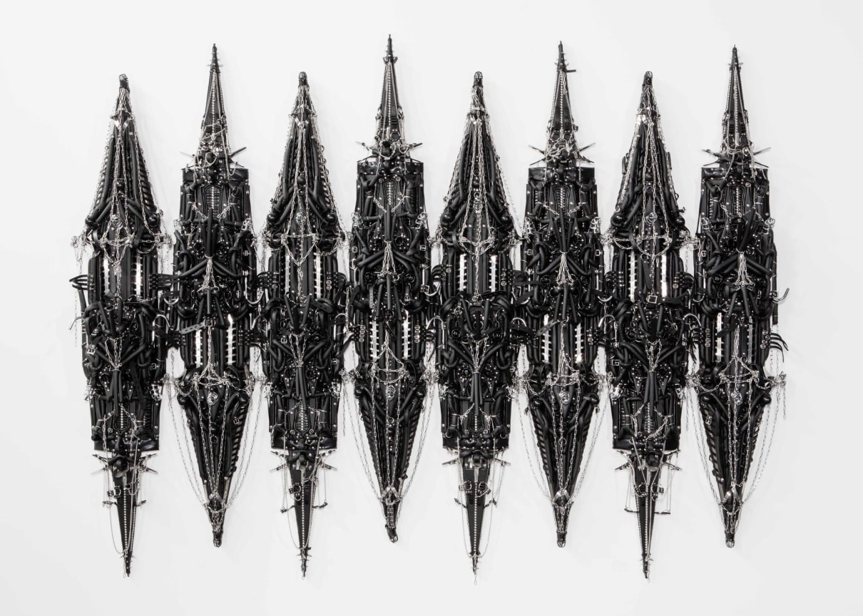 , XU ZHEN&nbsp;徐震&nbsp;(produced byMadeIn Company),&nbsp;Corporate - (Erected),&nbsp;2016, Ggenuine and artificial leather, BDSM accessories, foam, metal, wood, 98 3/8 x 110 3/16 x 13 3/4 in.&nbsp;