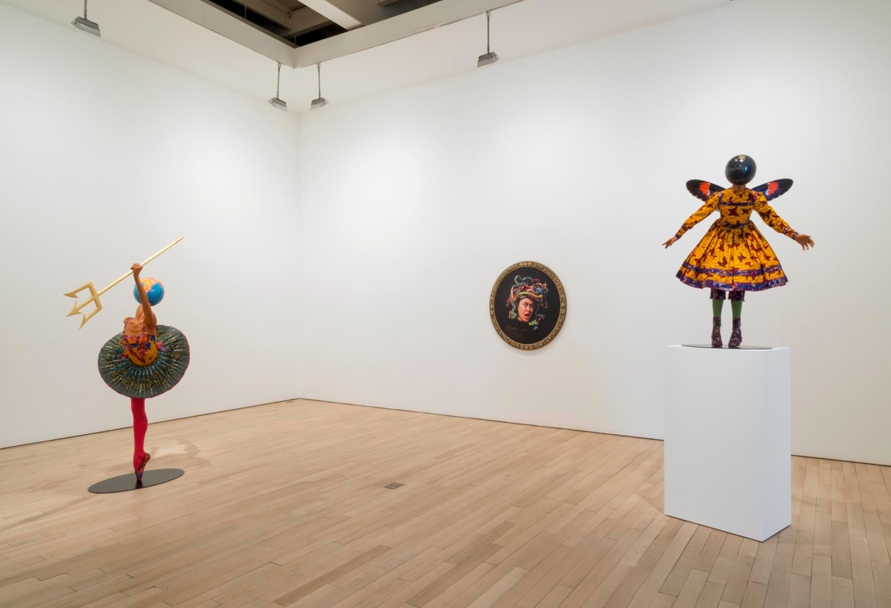 installation view of three artworks