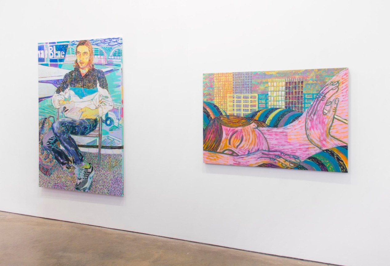 Installation view of two artworks