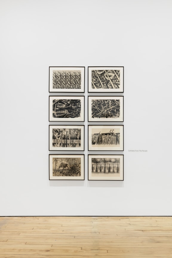 Installation View, Si Lewen, curated by Art Spiegelman, James Cohan, 52 Walker Street, New York, March 28 - April 27, 2024.