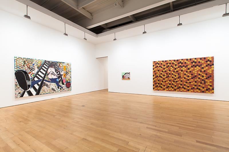 installation view of three artworks