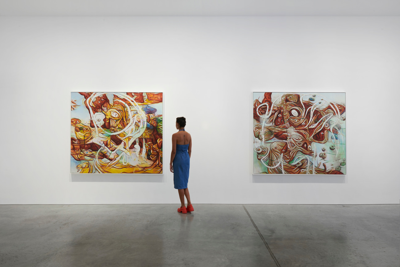 Installation view of Matthew Ritchie:A Garden in the Machine at James Cohan 48 Walker Street