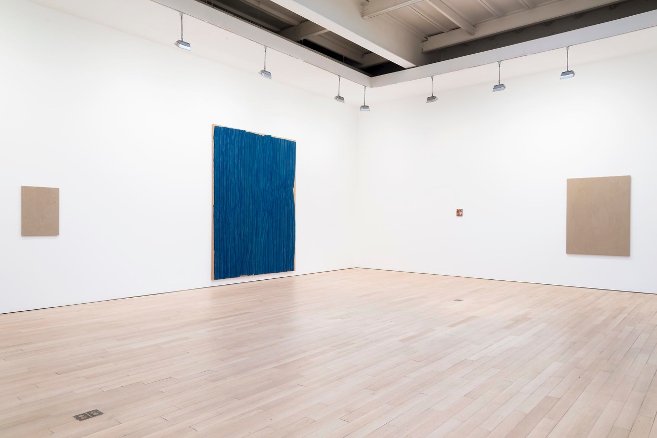 installation view of four artworks