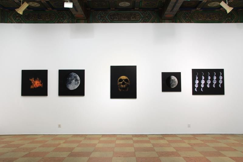 installation view of several artworks