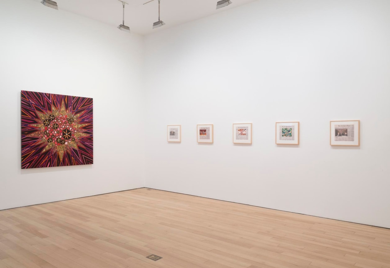 installation view of several artworks