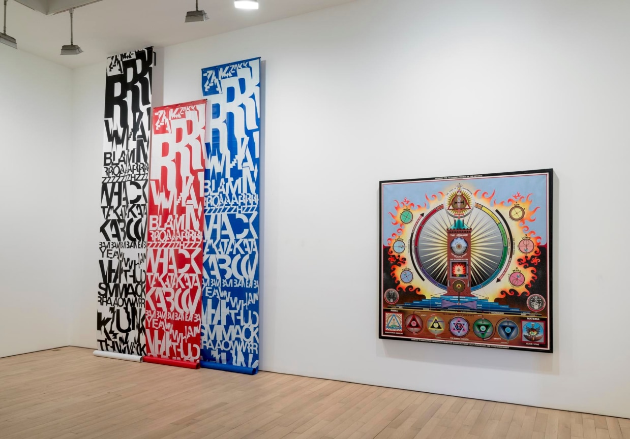 installation view of two artworks