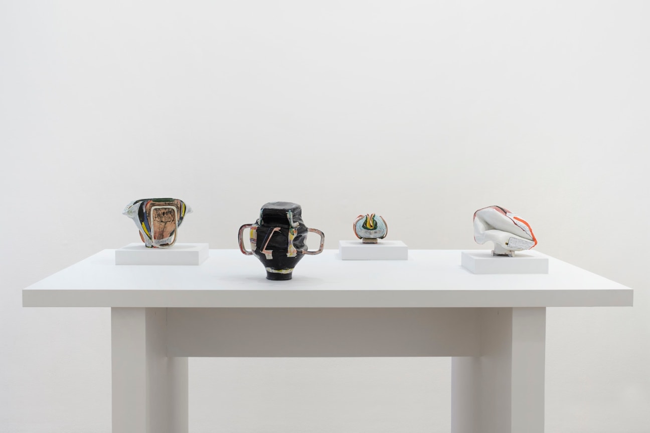 installation view of several sculptures