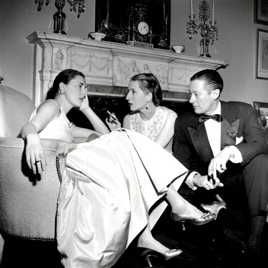 Slim Aarons, Park Avenue Party: Slim Hawks, Diana Vreeland, and her husband Reed Vreeland at Kitty Miller's New Year's Eve Party in her home on Park Avenue in New York, 1952
