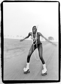Bruce Laurance, Grace Jones at Compo Beach, Connecticut, 1973