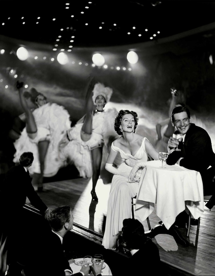 Richard Avedon, Suzy Parker and Robin Tattersell, Dress by Gres, Moulin Rouge, Paris, 1957