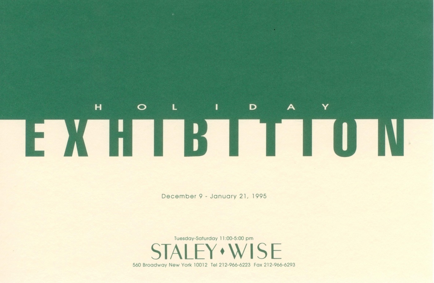 Holiday Exhibition - - Exhibitions - Staley-Wise Gallery