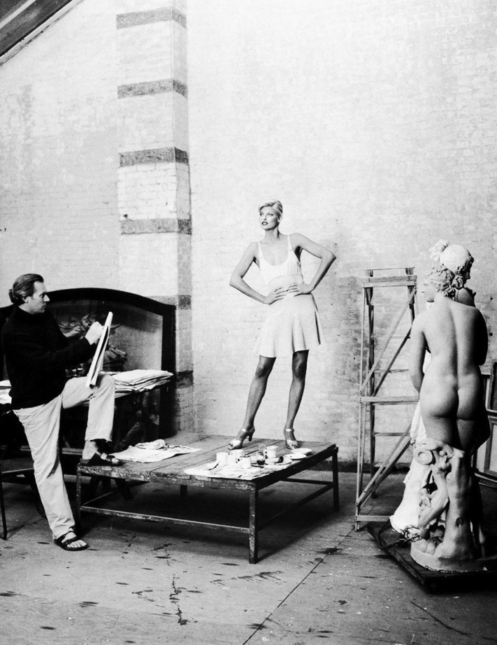 Patrick Demarchelier, Mats Gustafson and Linda Evangelista in Christian Lacroix, Harper’s Bazaar, 1995