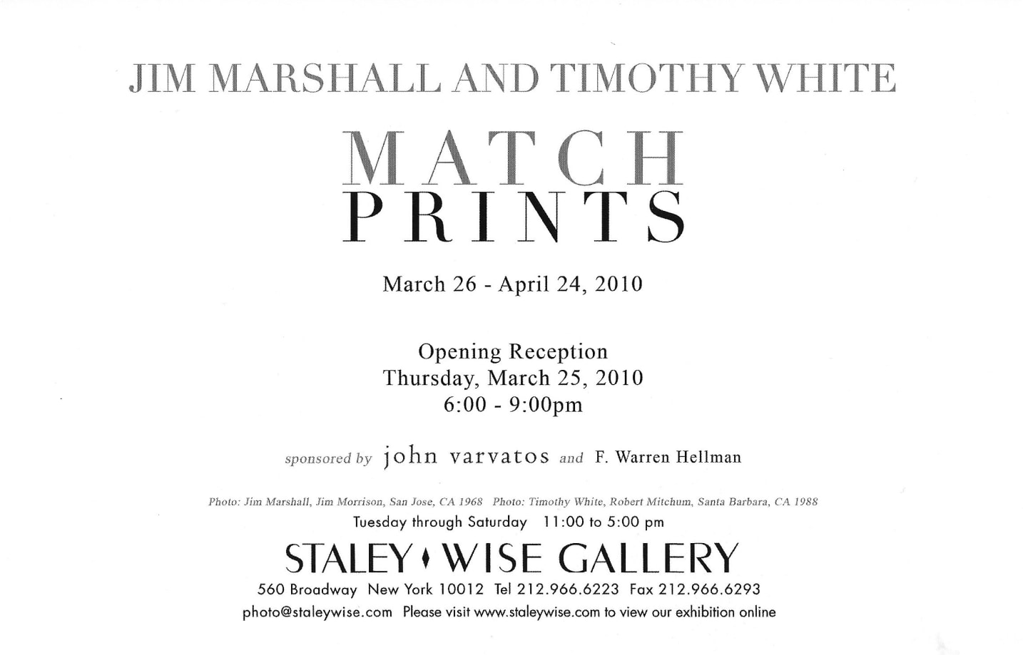 Match Prints: Jim Marshal and Timothy White