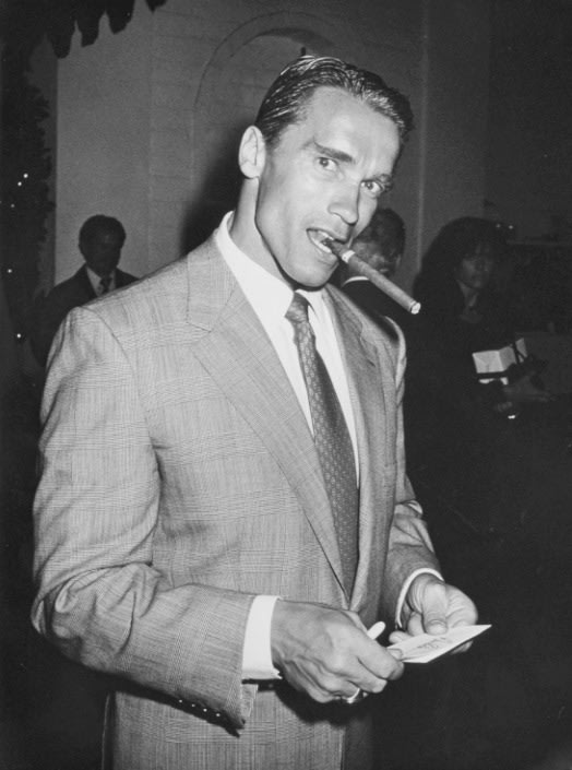 Ron Galella Arnold Schwarzenegger at Chasen's Restaurant, Beverly Hills, California, April 9, 1988