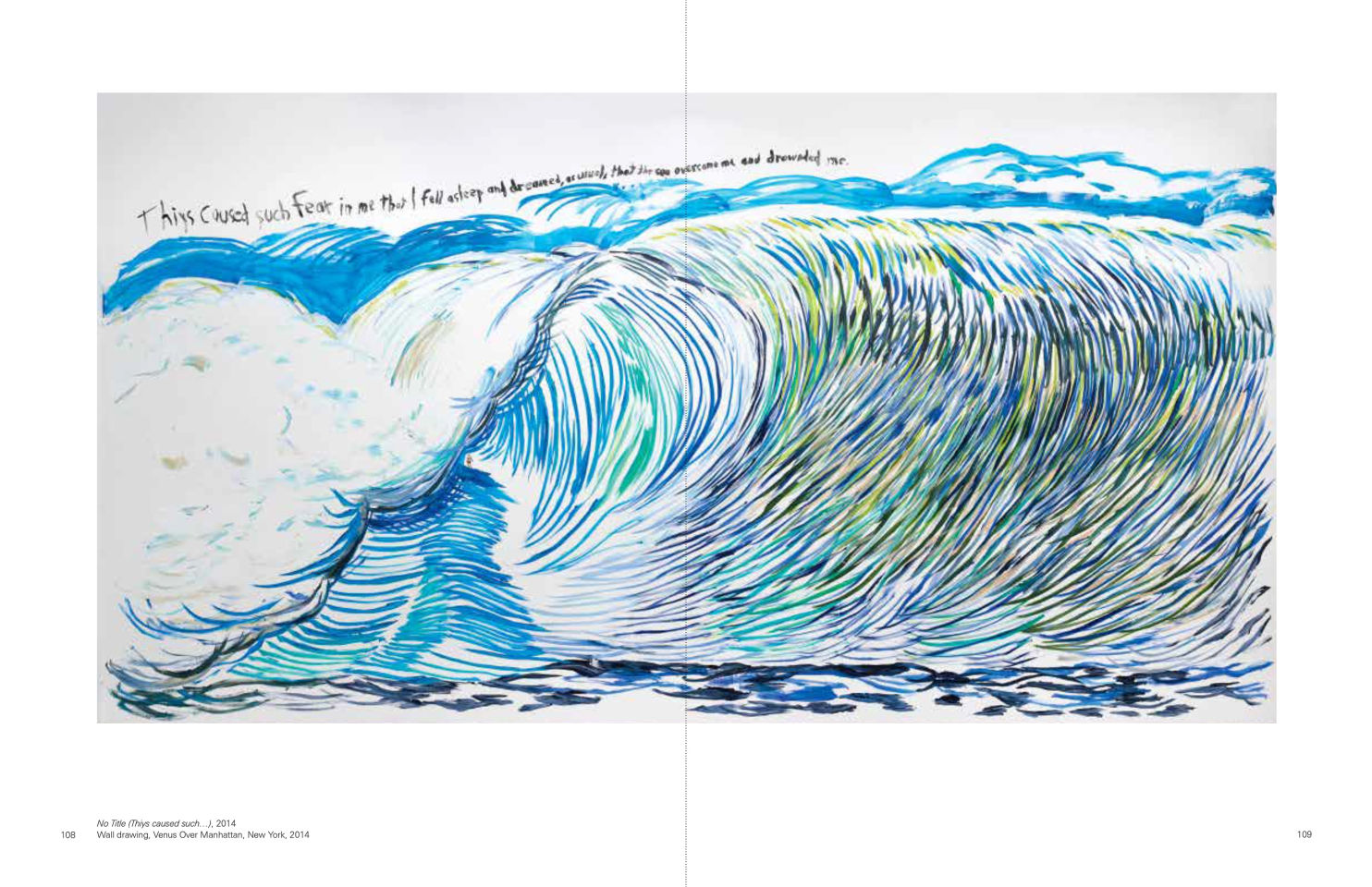 Interior view of Raymond Pettibon: Surfers 1985-2015, published by Venus Over Manhattan and David Zwirner, New York, 2015