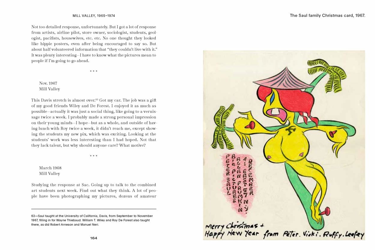 Image of pages from the book Peter Saul Professional Artist Correspondence 1945-1975