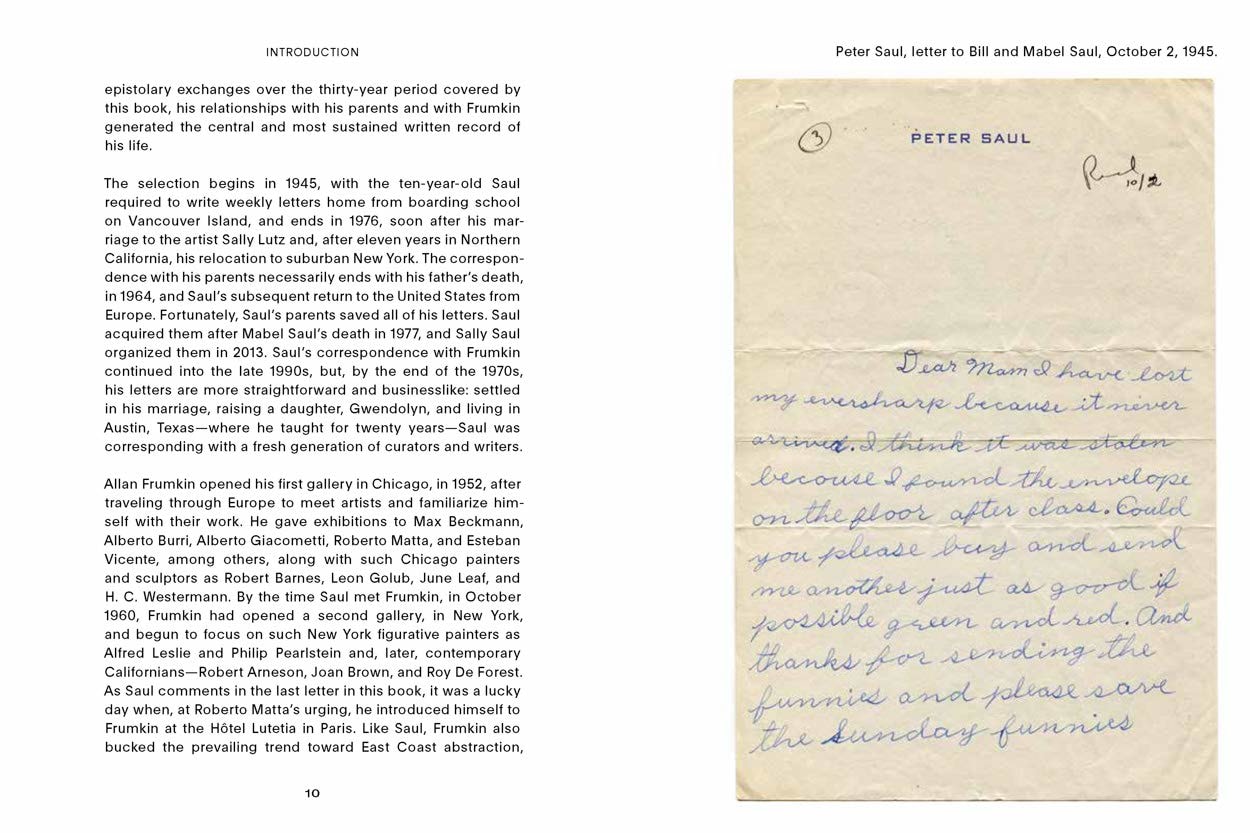 Image of pages from the book Peter Saul Professional Artist Correspondence 1945-1975