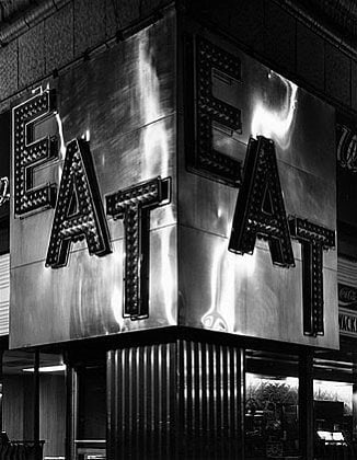 Wayne Sorce, &quot;Eat,&quot; Chicago IL, 1970 vintage gelatin silver print, 9 x 11 1/2 inches