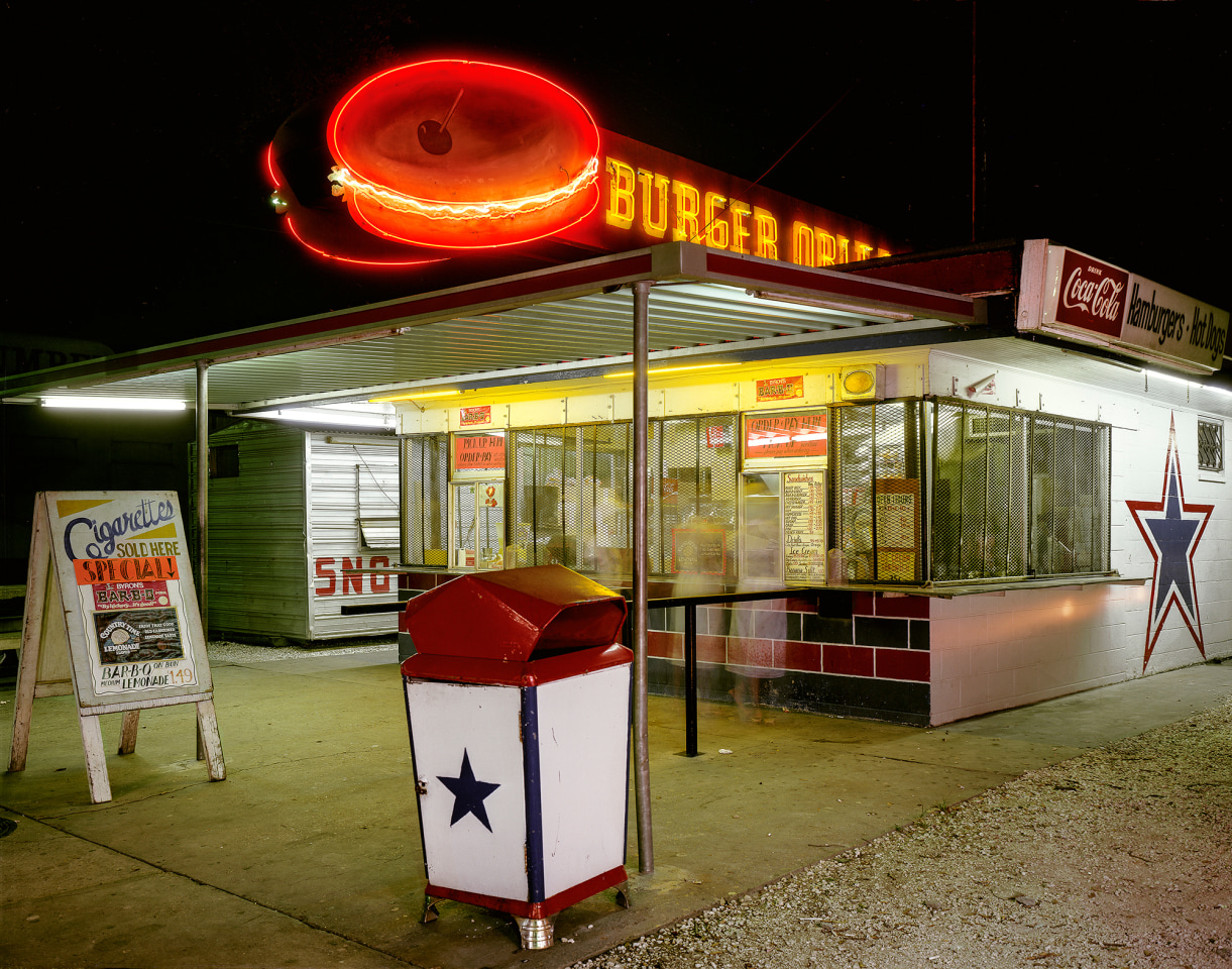 Jim Dow, Orleans Burger Joint at Night, New Orleans, LA