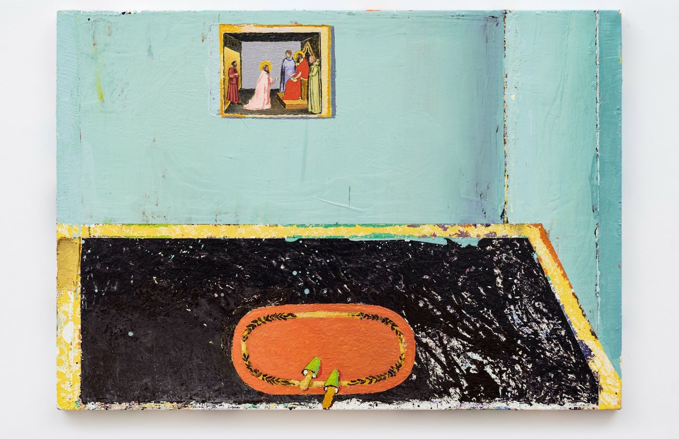 Painting by Matthias Weischer titled Vorleger by 2022