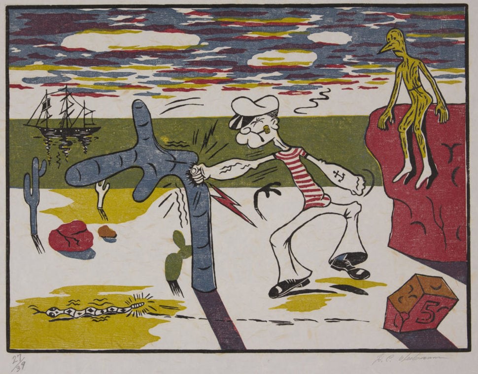 Woodcut by H.C. Westermann titled &quot;The Connecticut Ballroom&quot;