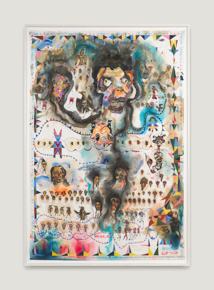 Painting by Brad Kahlhamer titled Ponemah NM + Mesa AZ from 2025