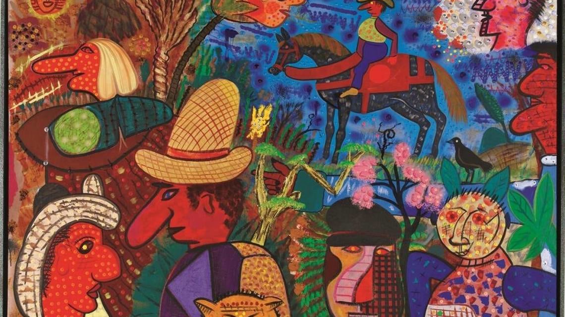 Detail of a Painting by Roy De Forest titled Springtime in Canary Flats from 2006