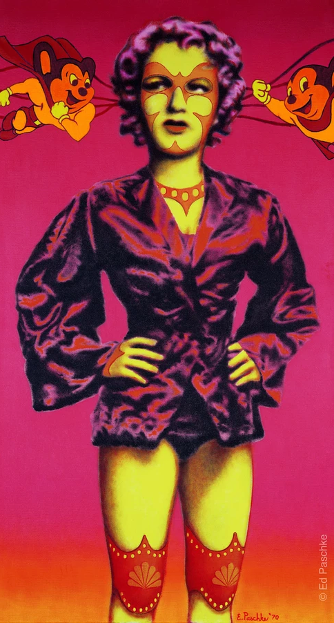 Painting by Ed Pashke titled Red Mice from 1970