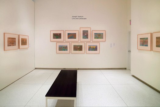 Installation image of Joseph Elmer Yoakum: Line and Landscape at the Smart Museum of Art in 2009