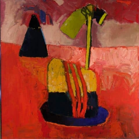Painting by Joan Brown titled &quot;Things in Landscape #1&quot; from 1959