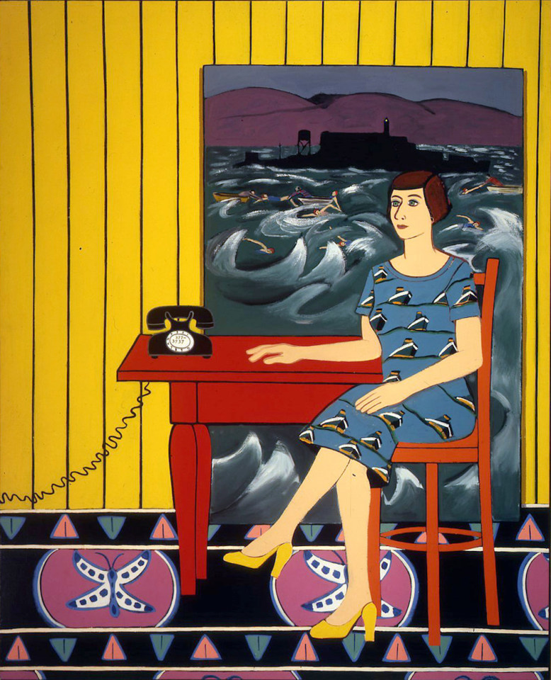 Painting by Joan Brown titled After the Alcatraz Swim #3 from 1976