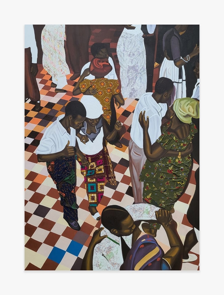 Painting by Cornelius Annor titled &quot;A Night with Osibisa&quot; from 2021